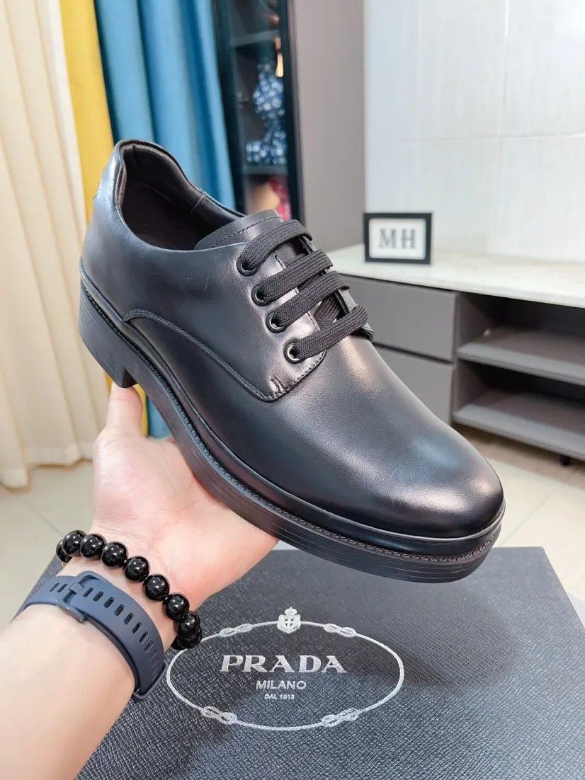 Men's shoes 💰540🌹🌹 [Men's shoes 💰pRADA Prada leather shoes] Top purchasing agent Original imported Italian custom-made open-edge beaded cowhide leather surface, ➕Fully imported water-dyed breathable cowhide lining, original factory special molded sole, super comfortable, code number: 38-44